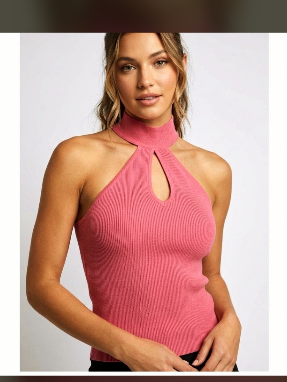 NWT Banana Republic Halter Sweater L Sleeveless Pink Retro Tank Top City Chic